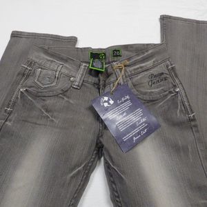 REUSE JEANS Eco-friend Straight Leg, 34” Inseam, Light Wash Jeans, Washed Gray,